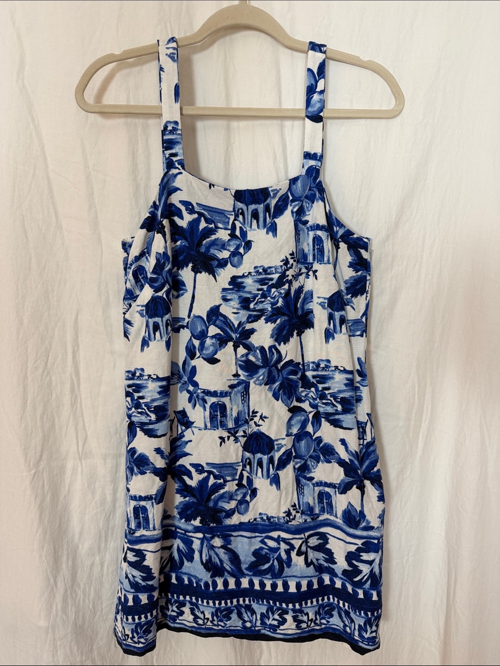 LOFT Blue and White Printed Mini Sundress